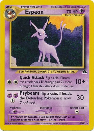 Espeon (20/75) [Neo Discovery Unlimited] | Jomio and Rueliete's Cards and Comics