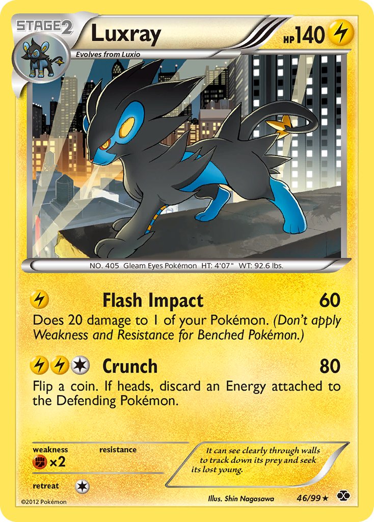 Luxray (46/99) (Cracked Ice Holo) (Blister Exclusive) [Black & White: Next Destinies] | Jomio and Rueliete's Cards and Comics