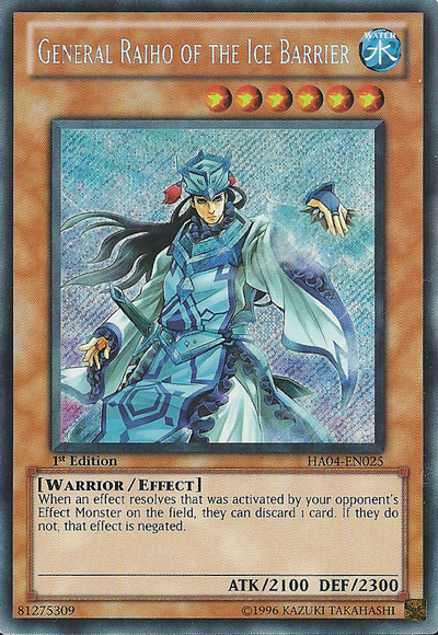 General Raiho of the Ice Barrier [HA04-EN025] Secret Rare | Jomio and Rueliete's Cards and Comics