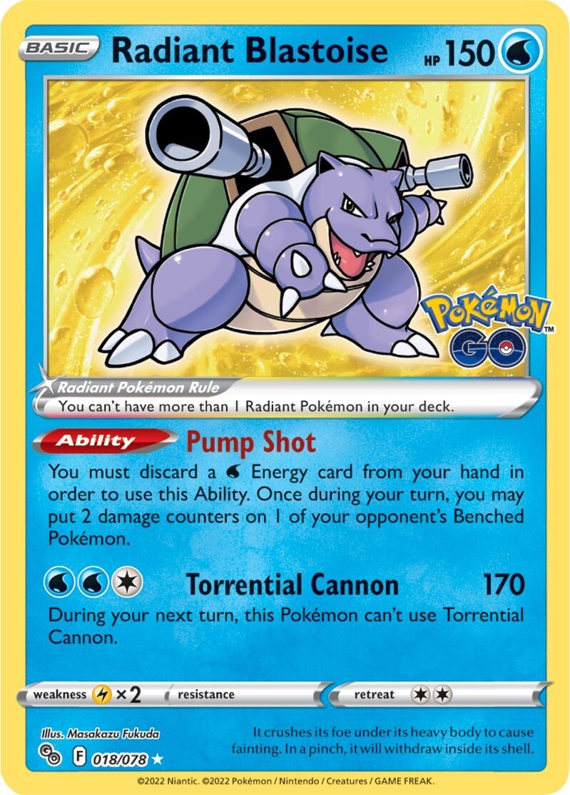 Radiant Blastoise (018/078) [Pokémon GO] | Jomio and Rueliete's Cards and Comics