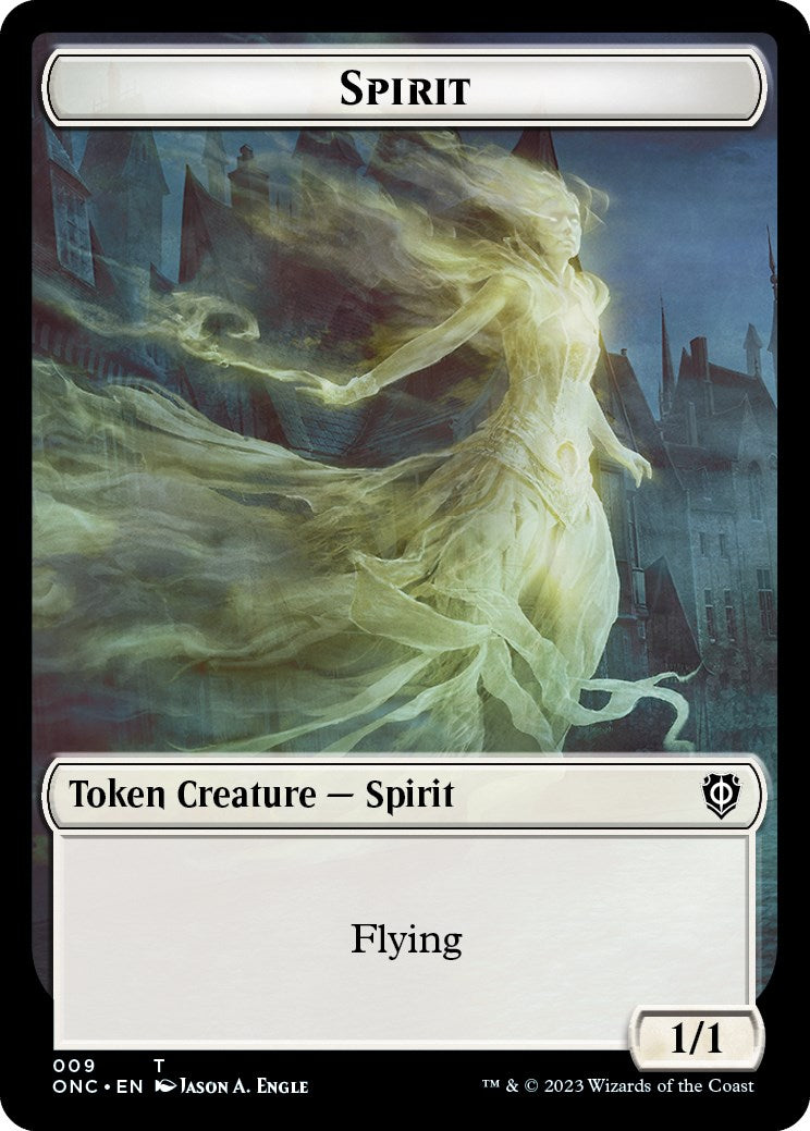 Human // Spirit Double-Sided Token [Phyrexia: All Will Be One Commander Tokens] | Jomio and Rueliete's Cards and Comics