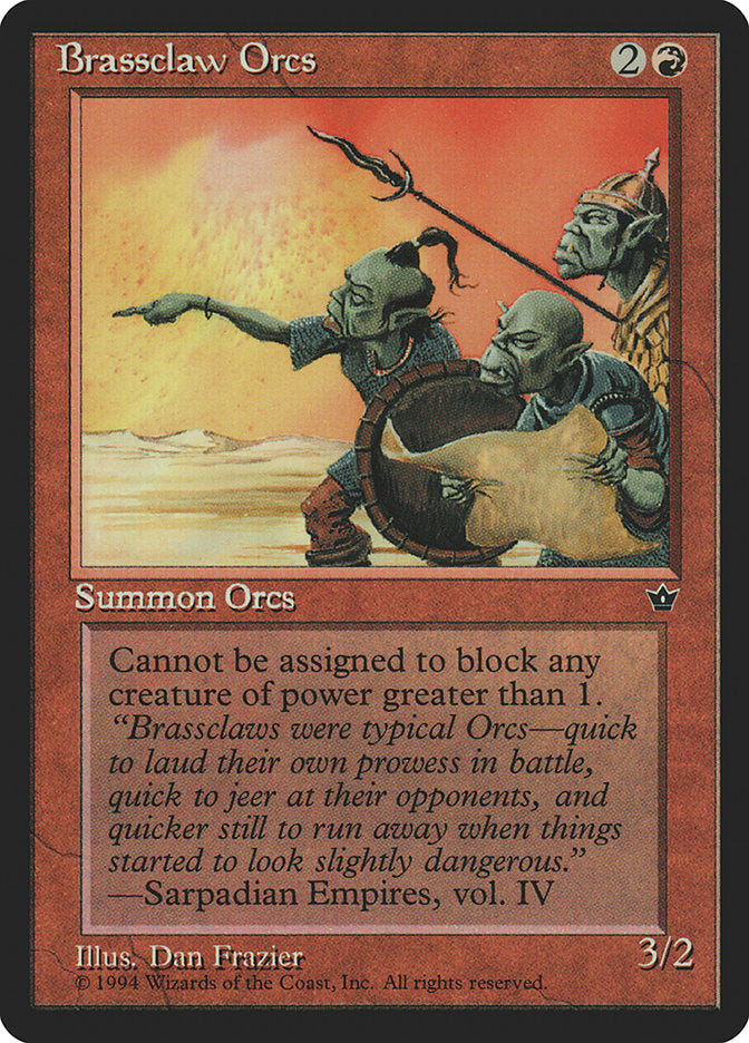 Brassclaw Orcs (Dan Frazier) [Fallen Empires] | Jomio and Rueliete's Cards and Comics
