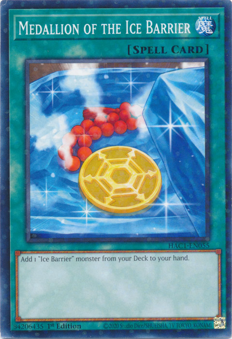 Medallion of the Ice Barrier (Duel Terminal) [HAC1-EN055] Parallel Rare | Jomio and Rueliete's Cards and Comics