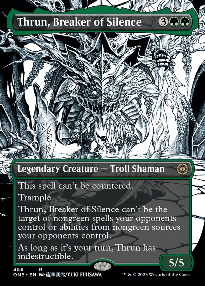 Thrun, Breaker of Silence (Borderless Manga Step-and-Compleat Foil) [Phyrexia: All Will Be One] | Jomio and Rueliete's Cards and Comics