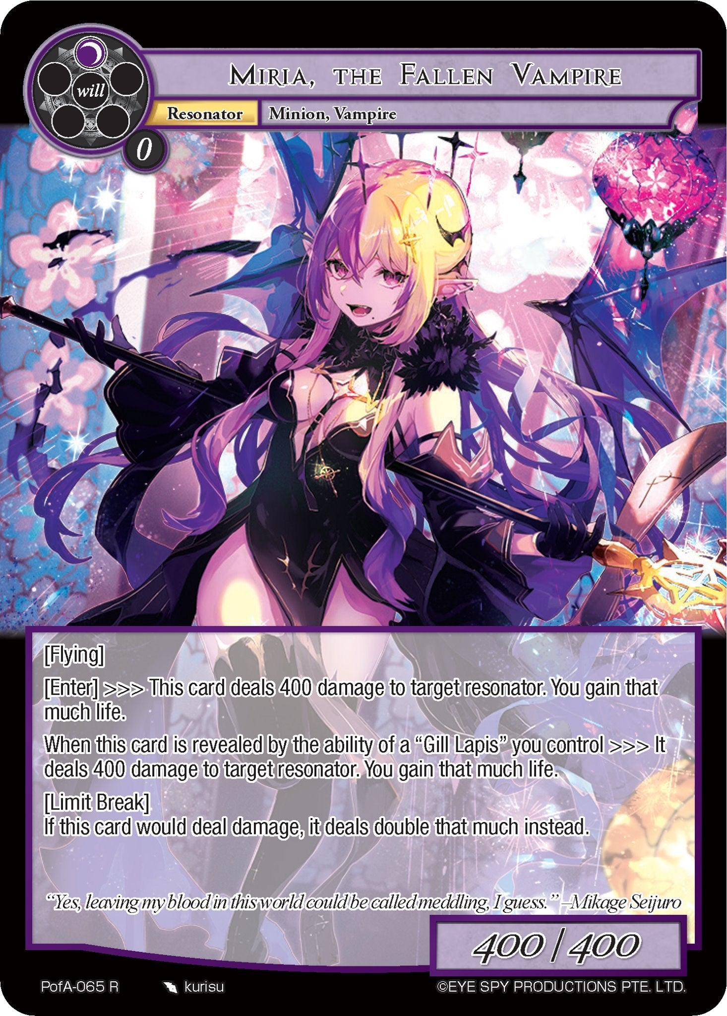 Miria, the Fallen Vampire (PofA-065) [Alice Origin IV: Prologue of Attoractia] | Jomio and Rueliete's Cards and Comics