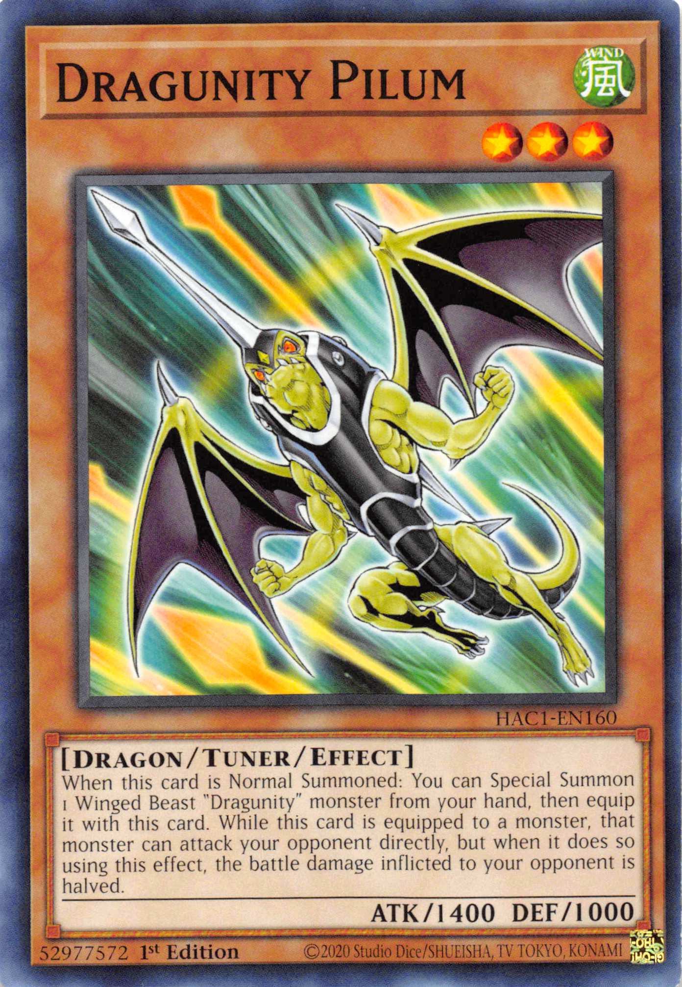 Dragunity Pilum [HAC1-EN160] Common | Jomio and Rueliete's Cards and Comics