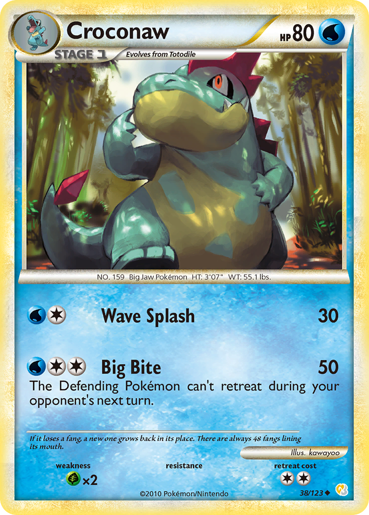 Croconaw (38/123) [HeartGold & SoulSilver: Base Set] | Jomio and Rueliete's Cards and Comics