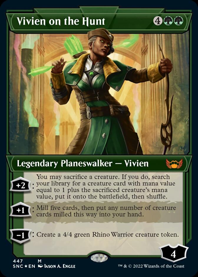Vivien on the Hunt (Showcase Art Deco Foil Etched) [Streets of New Capenna] | Jomio and Rueliete's Cards and Comics