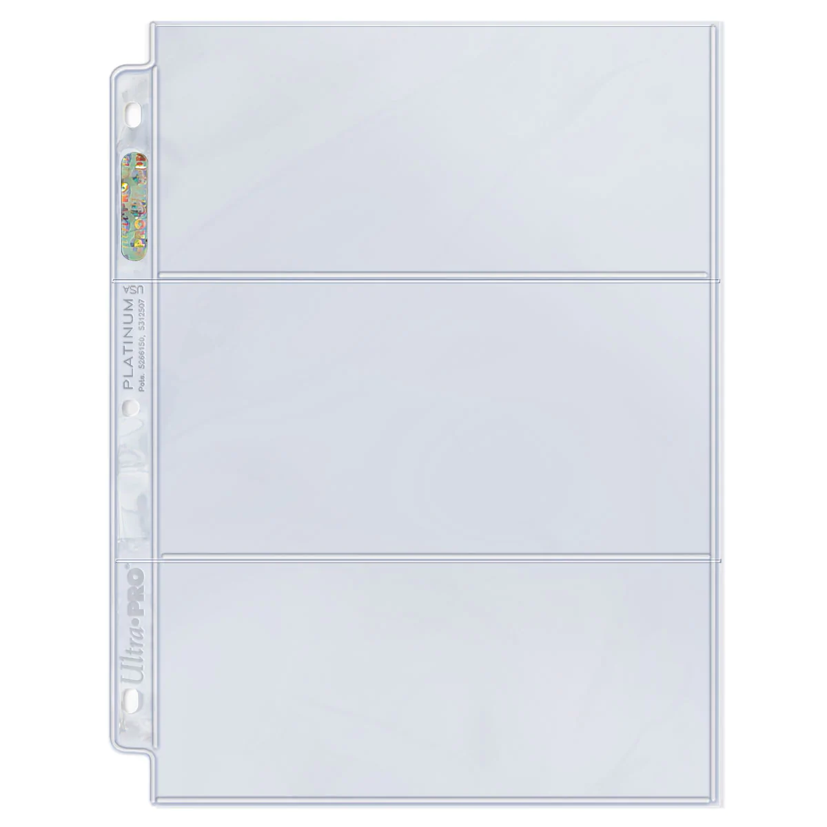 Ultra PRO: Platinum Hologram 3-Pocket Pages - 3-Holes (3.5" x 7.5" / 100-Pack) | Jomio and Rueliete's Cards and Comics