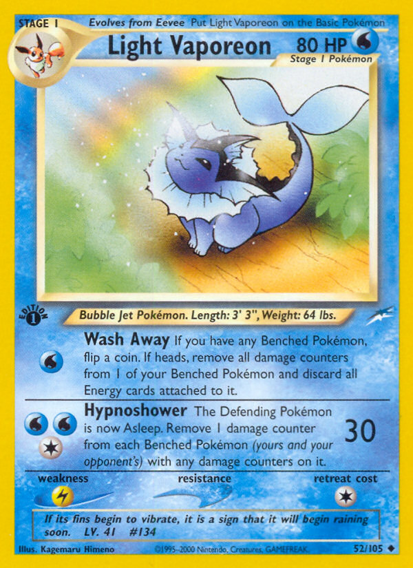 Light Vaporeon (52/105) [Neo Destiny 1st Edition] | Jomio and Rueliete's Cards and Comics