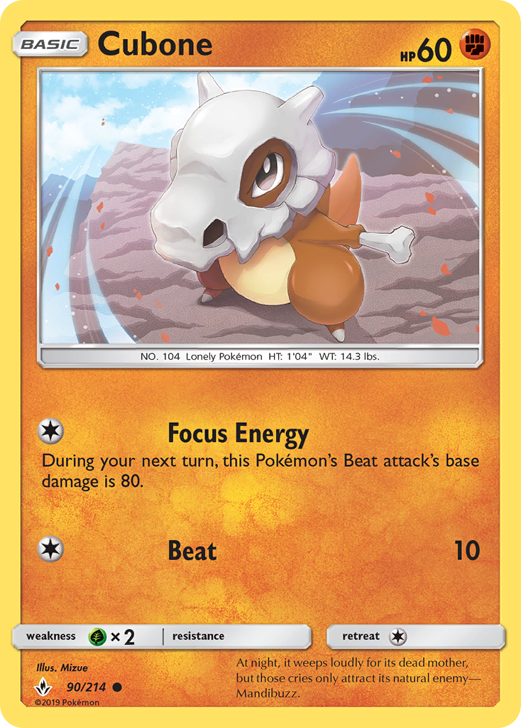 Cubone (90/214) [Sun & Moon: Unbroken Bonds] | Jomio and Rueliete's Cards and Comics