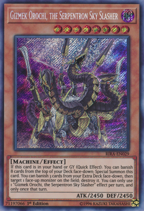 Gizmek Orochi, the Serpentron Sky Slasher [RIRA-EN029] Secret Rare | Jomio and Rueliete's Cards and Comics