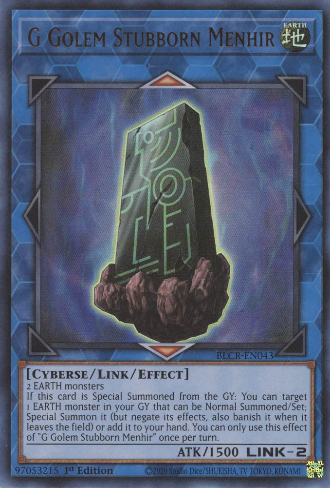 G Golem Stubborn Menhir [BLCR-EN043] Ultra Rare | Jomio and Rueliete's Cards and Comics