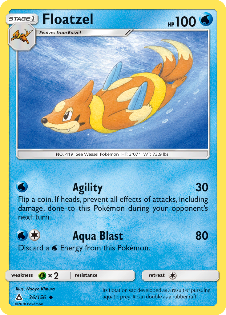Floatzel (36/156) [Sun & Moon: Ultra Prism] | Jomio and Rueliete's Cards and Comics