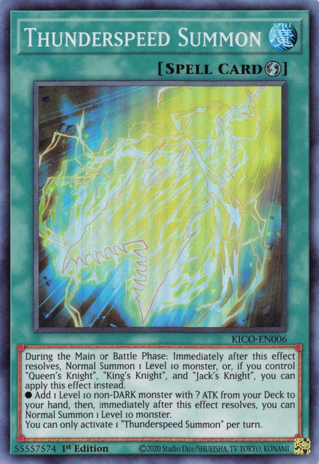 Thunderspeed Summon (Super Rare) [KICO-EN006] Super Rare | Jomio and Rueliete's Cards and Comics