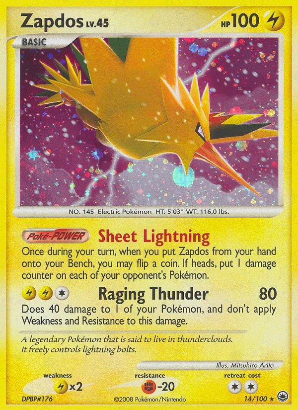 Zapdos (14/100) [Diamond & Pearl: Majestic Dawn] | Jomio and Rueliete's Cards and Comics