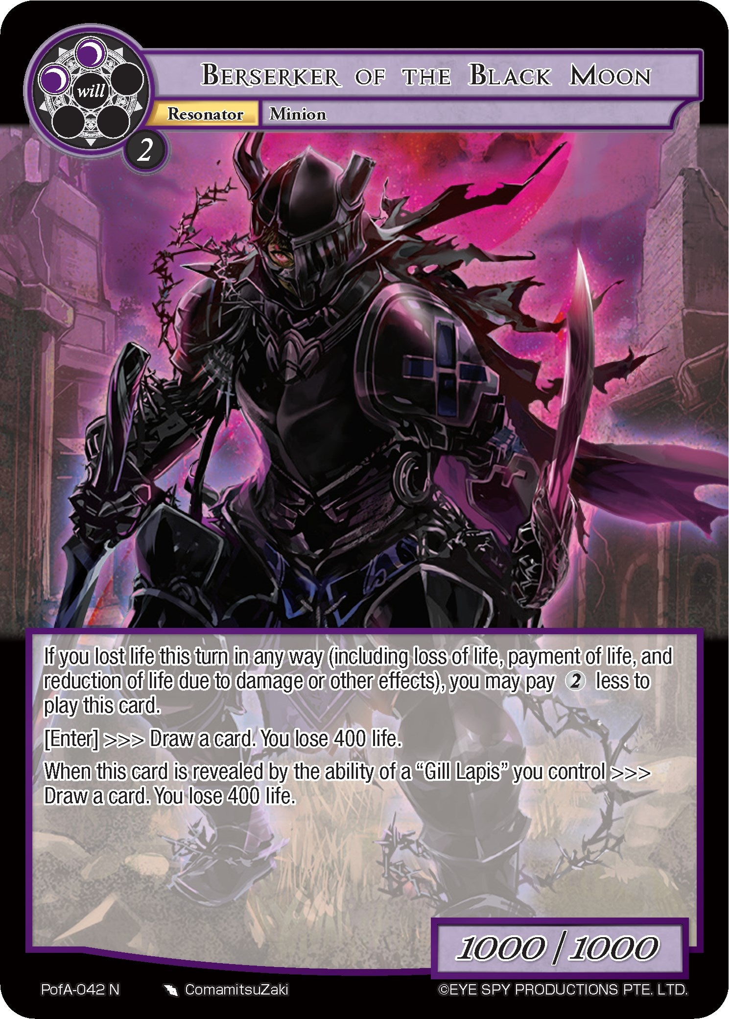 Berserker of the Black Moon (PofA-042) [Alice Origin IV: Prologue of Attoractia] | Jomio and Rueliete's Cards and Comics