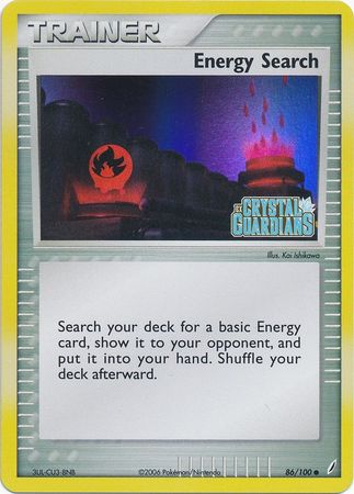 Energy Search (86/100) (Stamped) [EX: Crystal Guardians] | Jomio and Rueliete's Cards and Comics