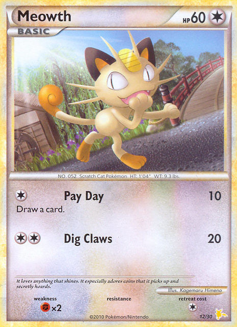 Meowth (12/30) [HeartGold & SoulSilver: Trainer Kit - Raichu] | Jomio and Rueliete's Cards and Comics