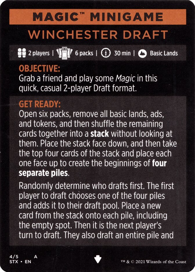 Winchester Draft (Magic Minigame) [Strixhaven: School of Mages Minigame] | Jomio and Rueliete's Cards and Comics