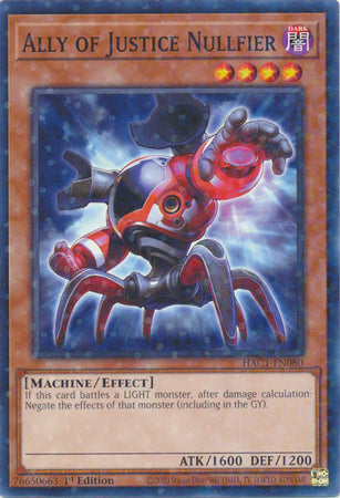 Ally of Justice Nullfier (Duel Terminal) [HAC1-EN080] Common | Jomio and Rueliete's Cards and Comics