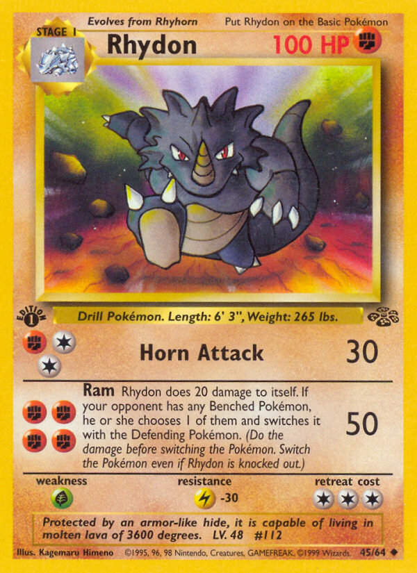 Rhydon (45/64) [Jungle 1st Edition] | Jomio and Rueliete's Cards and Comics