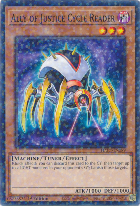 Ally of Justice Cycle Reader (Duel Terminal) [HAC1-EN089] Common | Jomio and Rueliete's Cards and Comics