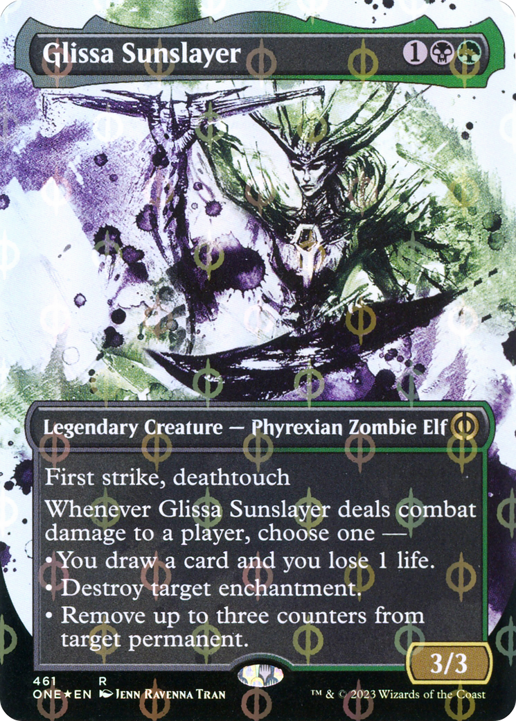 Glissa Sunslayer (Borderless Ichor Step-and-Compleat Foil) [Phyrexia: All Will Be One] | Jomio and Rueliete's Cards and Comics