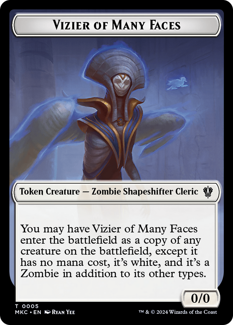 Vizier of Many Faces // Zombie Double-Sided Token [Murders at Karlov Manor Commander Tokens] | Jomio and Rueliete's Cards and Comics