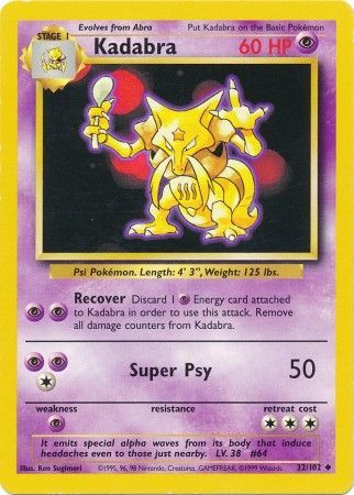 Kadabra (32/102) [Base Set Unlimited] | Jomio and Rueliete's Cards and Comics