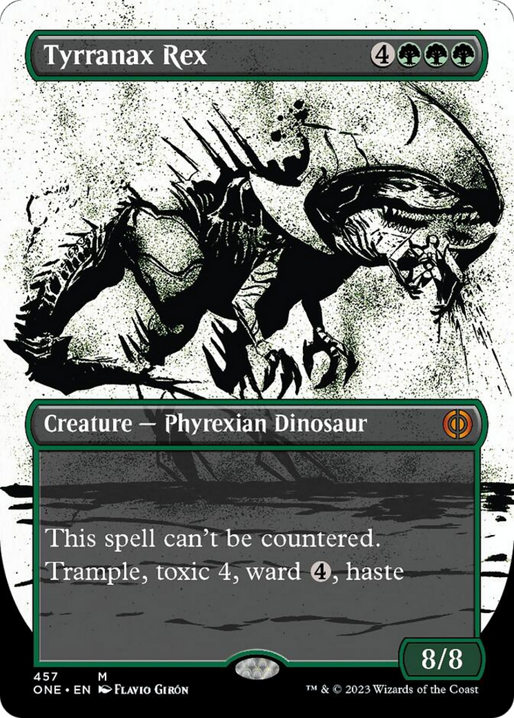Tyrranax Rex (Borderless Ichor Step-and-Compleat Foil) [Phyrexia: All Will Be One] | Jomio and Rueliete's Cards and Comics