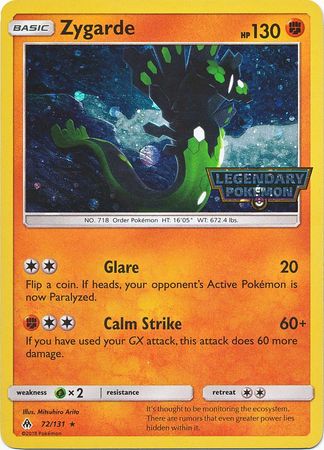 Zygarde (72/131) (Cosmos Holo) [Sun & Moon: Forbidden Light] | Jomio and Rueliete's Cards and Comics