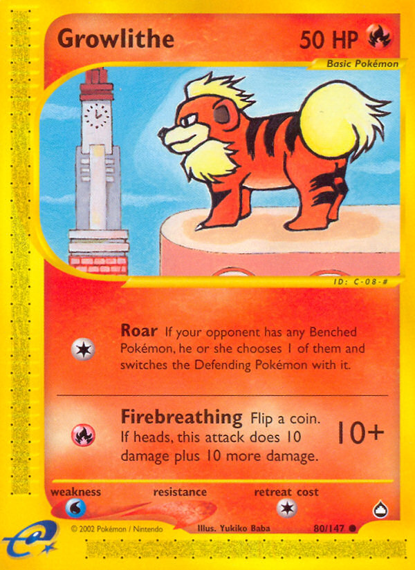 Growlithe (80/147) [Aquapolis] | Jomio and Rueliete's Cards and Comics