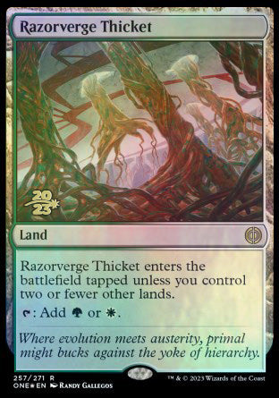 Razorverge Thicket [Phyrexia: All Will Be One Prerelease Promos] | Jomio and Rueliete's Cards and Comics