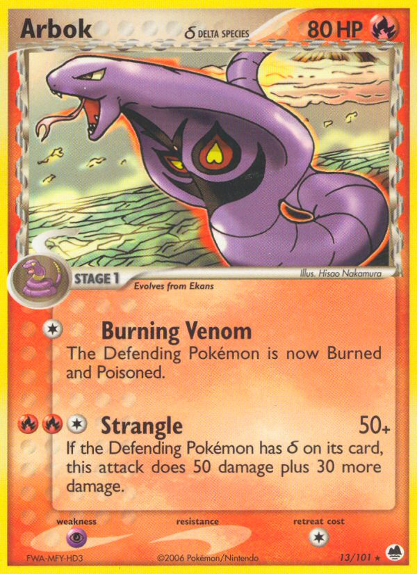 Arbok (13/101) (Delta Species) [EX: Dragon Frontiers] | Jomio and Rueliete's Cards and Comics