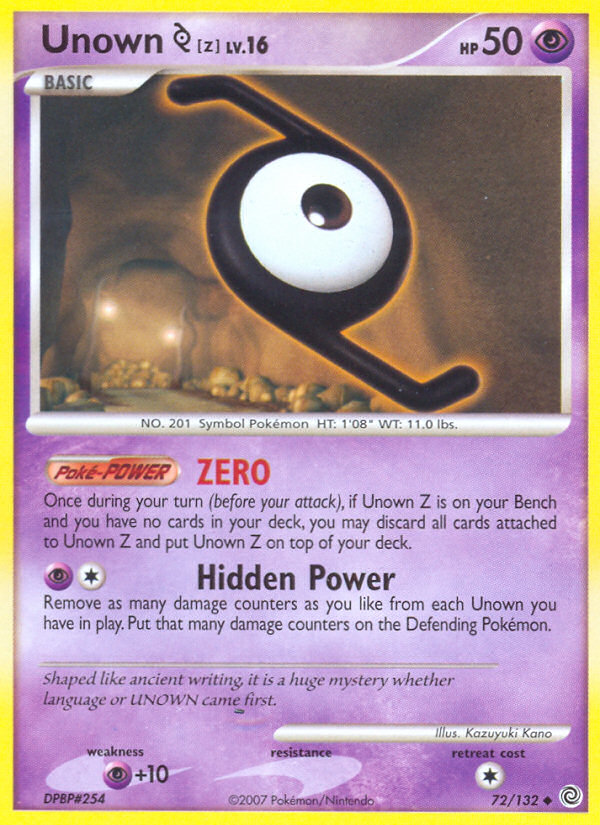 Unown Z (72/132) [Diamond & Pearl: Secret Wonders] | Jomio and Rueliete's Cards and Comics