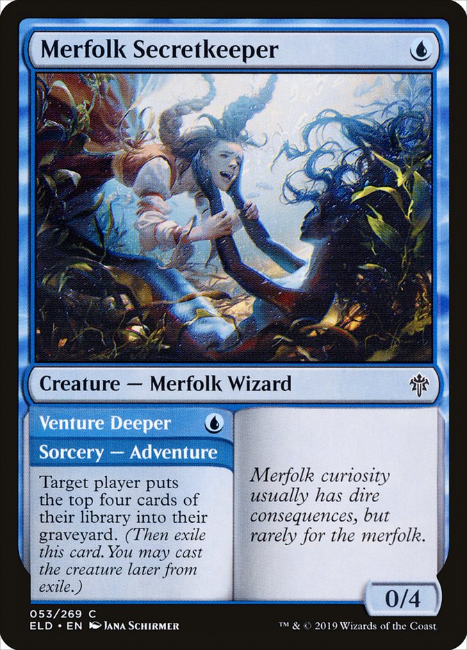 Merfolk Secretkeeper // Venture Deeper [Throne of Eldraine] | Jomio and Rueliete's Cards and Comics