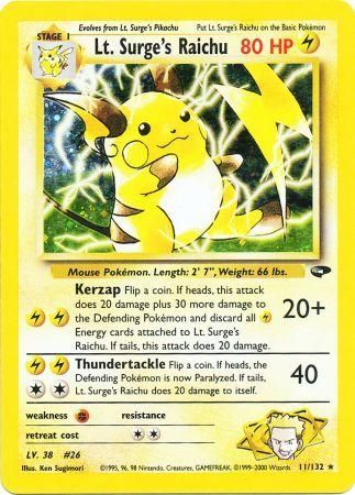 Lt. Surge's Raichu (11/132) [Gym Challenge Unlimited] | Jomio and Rueliete's Cards and Comics