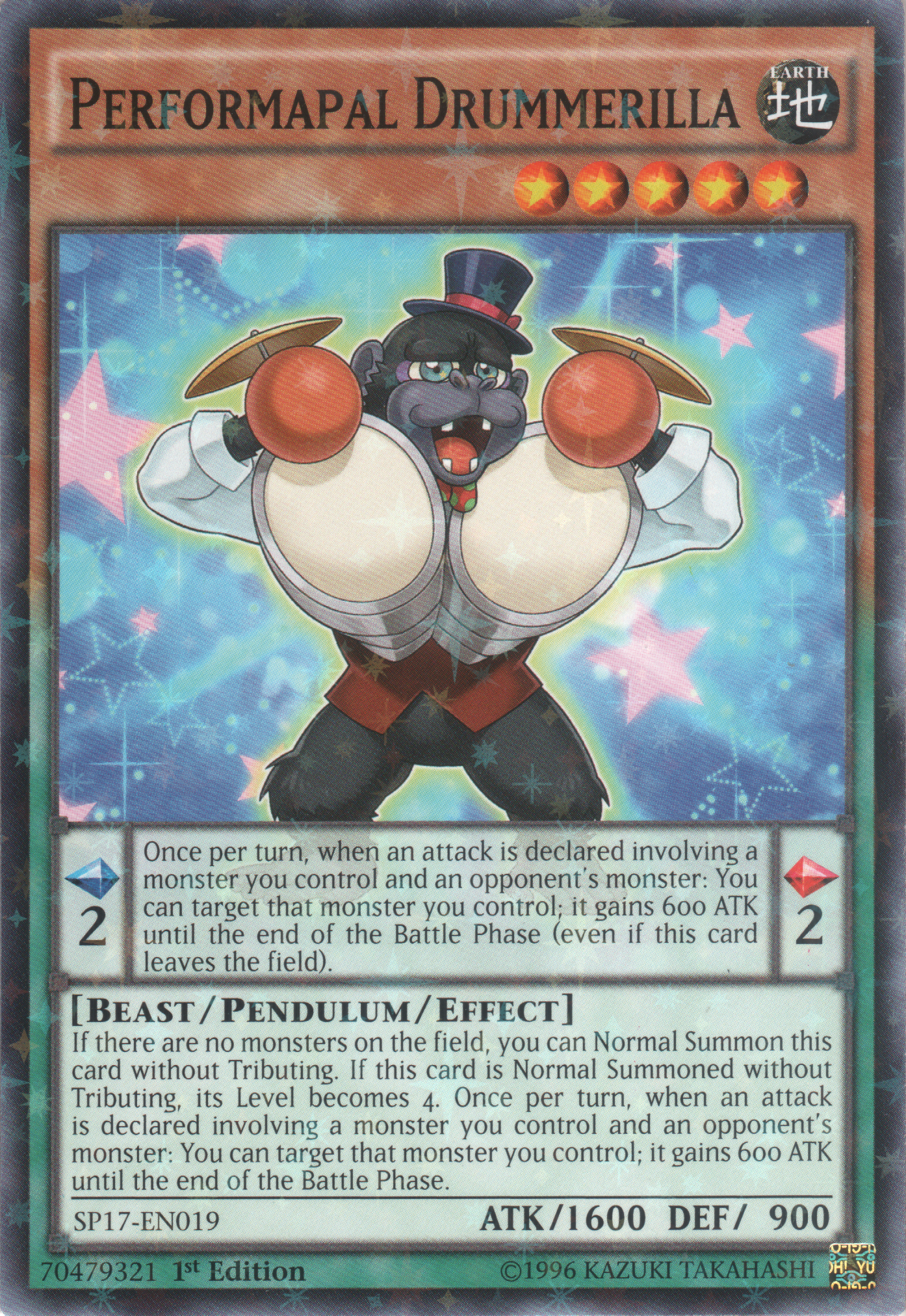 Performapal Drummerilla (Starfoil) [SP17-EN019] Starfoil Rare | Jomio and Rueliete's Cards and Comics