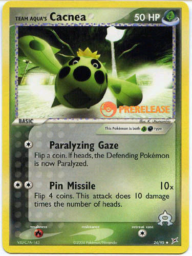 Team Aqua's Cacnea (24/95) (Prerelease Promo) [EX: Team Magma vs Team Aqua] | Jomio and Rueliete's Cards and Comics