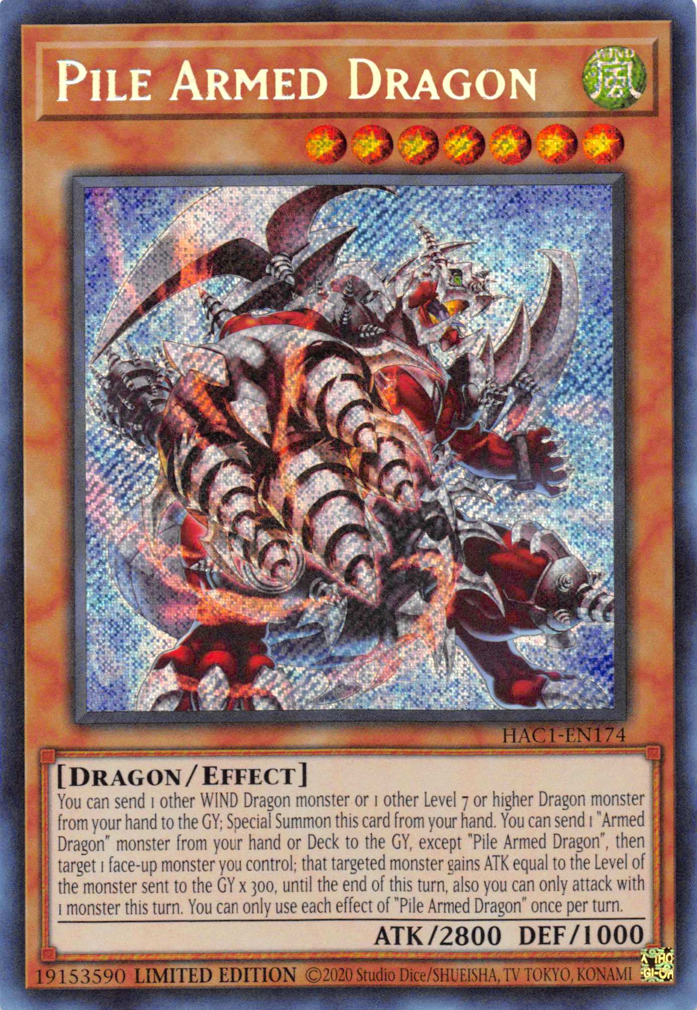 Pile Armed Dragon [HAC1-EN174] Secret Rare | Jomio and Rueliete's Cards and Comics