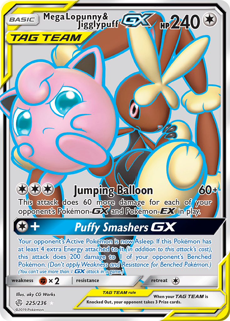 Mega Lopunny & Jigglypuff GX (225/236) [Sun & Moon: Cosmic Eclipse] | Jomio and Rueliete's Cards and Comics