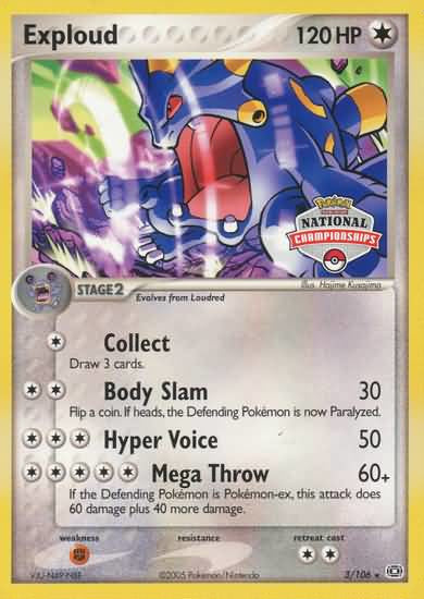 Exploud (3/106) (National Championship Promo) [EX: Emerald] | Jomio and Rueliete's Cards and Comics
