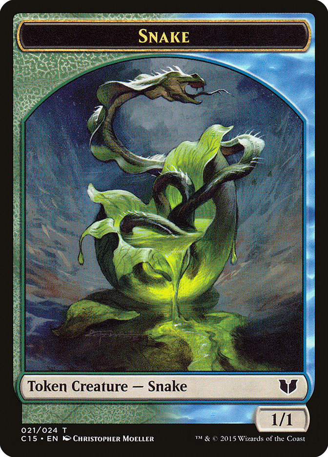 Snake (021) // Saproling Double-Sided Token [Commander 2015 Tokens] | Jomio and Rueliete's Cards and Comics