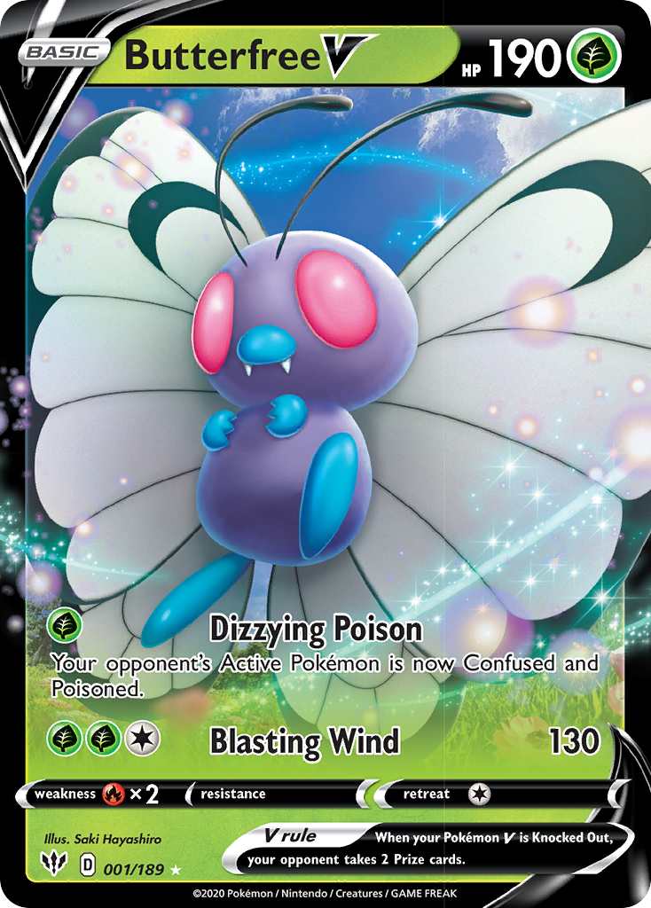 Butterfree V (001/189) [Sword & Shield: Darkness Ablaze] | Jomio and Rueliete's Cards and Comics