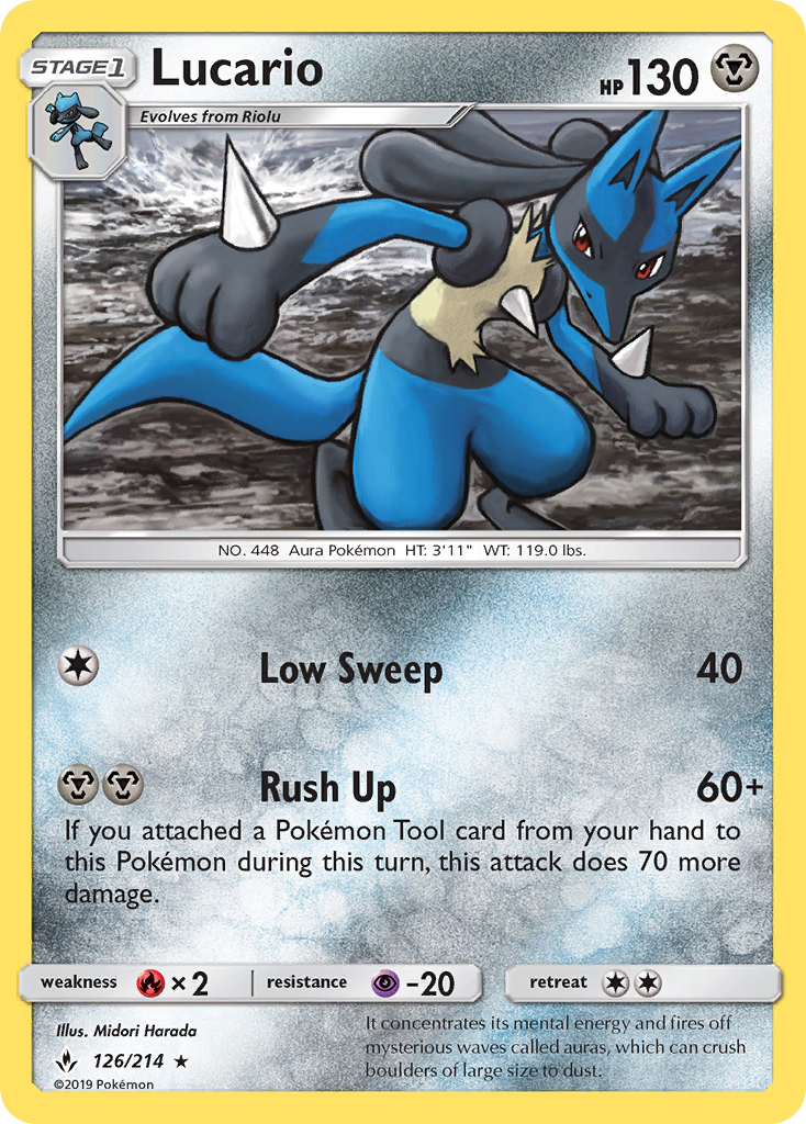 Lucario (126/214) [Sun & Moon: Unbroken Bonds] | Jomio and Rueliete's Cards and Comics