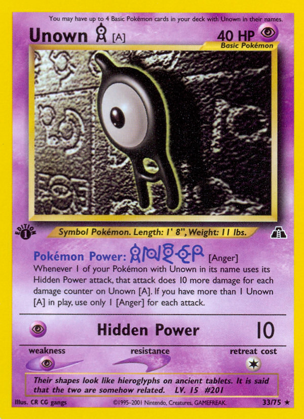 Unown [A] (33/75) [Neo Discovery 1st Edition] | Jomio and Rueliete's Cards and Comics