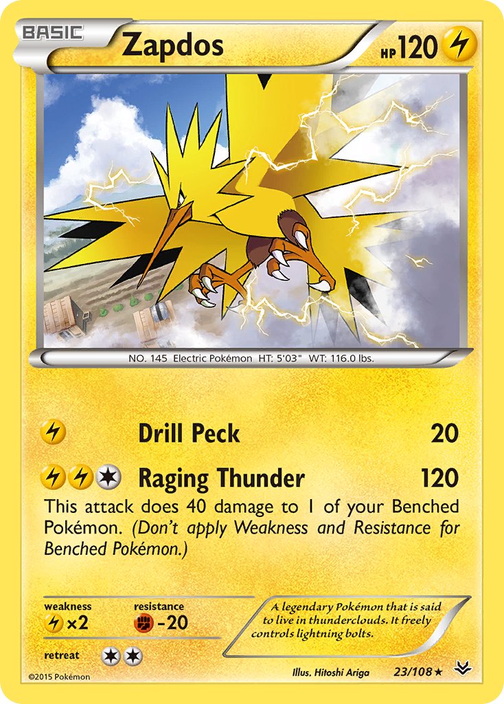 Zapdos(23/108) (Theme Deck Exclusive) [XY: Roaring Skies] | Jomio and Rueliete's Cards and Comics