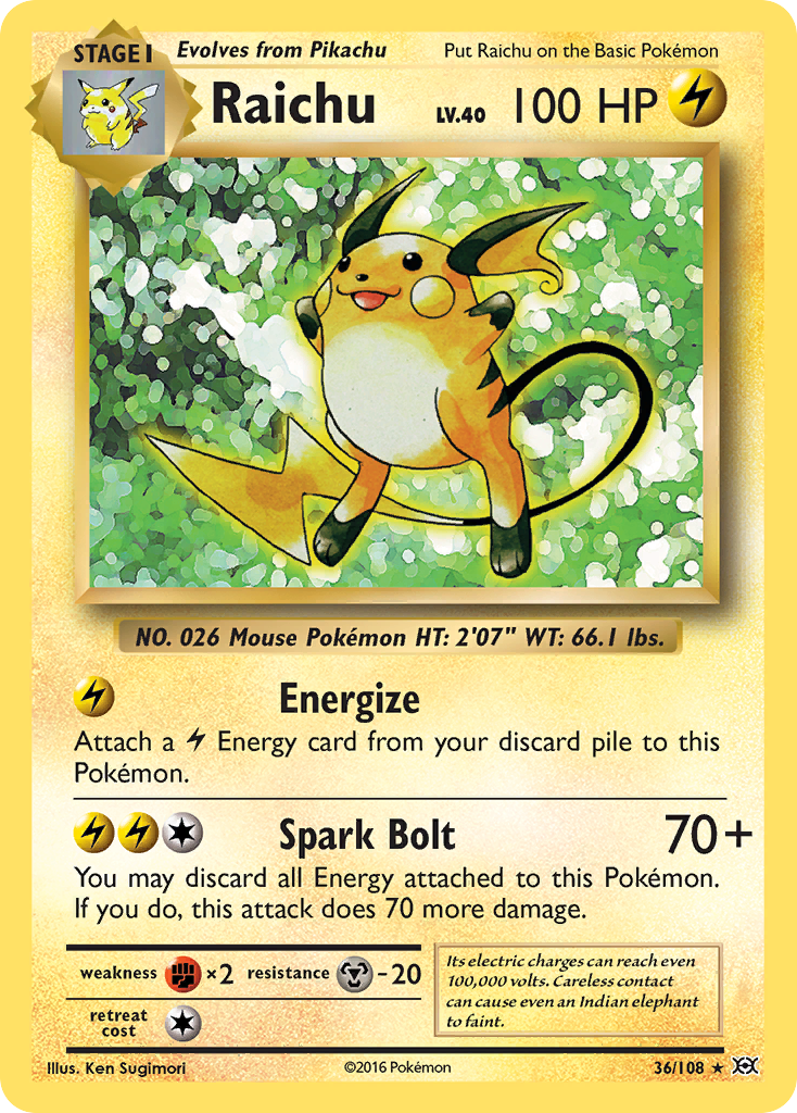 Raichu (36/108) [XY: Evolutions] | Jomio and Rueliete's Cards and Comics