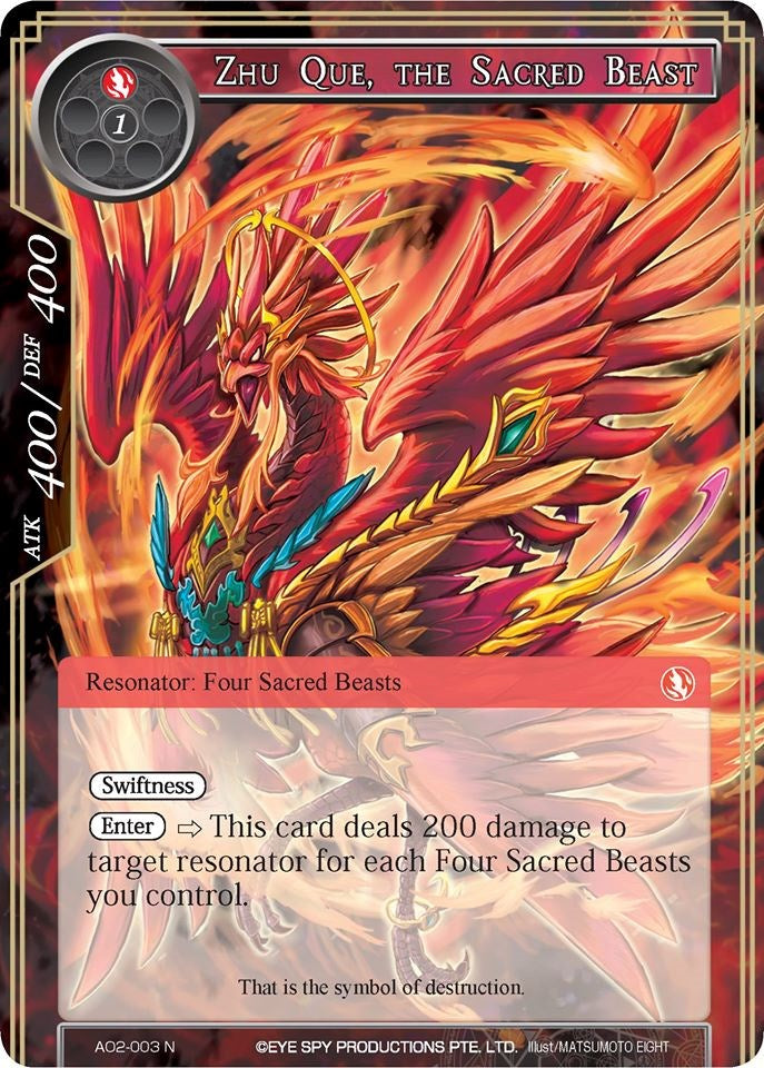 Zhu Que, the Sacred Beast (AO2-003) [Alice Origin II] | Jomio and Rueliete's Cards and Comics